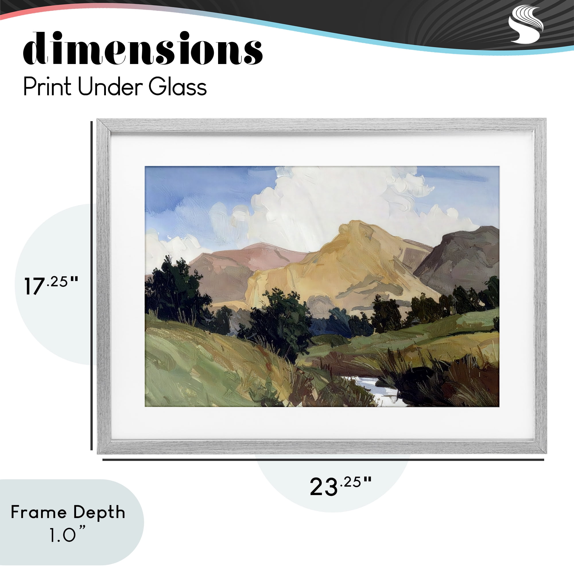Stupell Industries River Mountain Divide Gray Framed Print Under Glass, design by Alonza Saunders