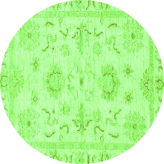 Ahgly Company Indoor Round Oriental Green Traditional Area Rugs, 4' Round