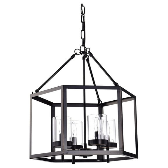 4-Light Fixture, Industrial Farmhouse Lantern Pendant Light Hexagon Cage, Oil Rubbed Bronze Lantern Chandelier Hanging for Kitchen Island Foyer Entryway Bedroom
