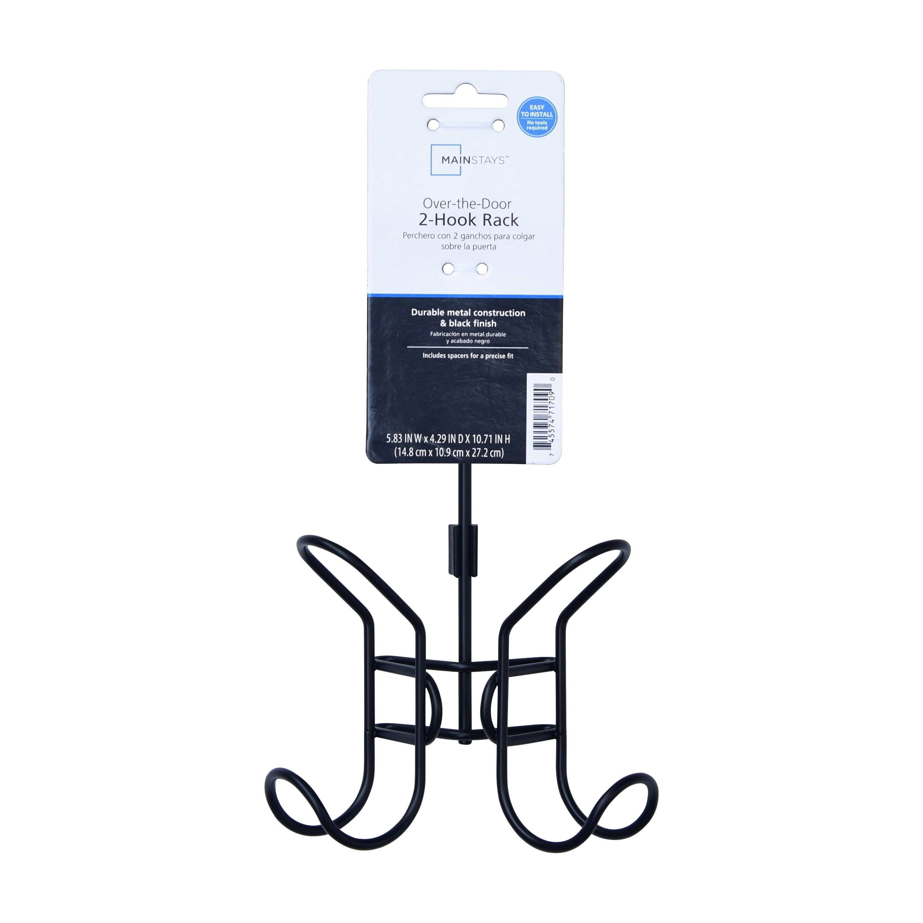 Mainstays Over The Door Double Metal Hook, Black