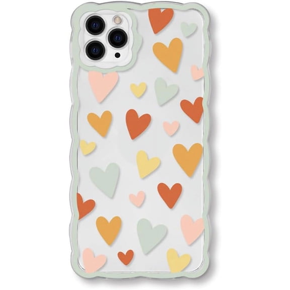 Wave Frame Love Heart Clear Soft for iPhone Case (Clear,iPhone 14 Pro)