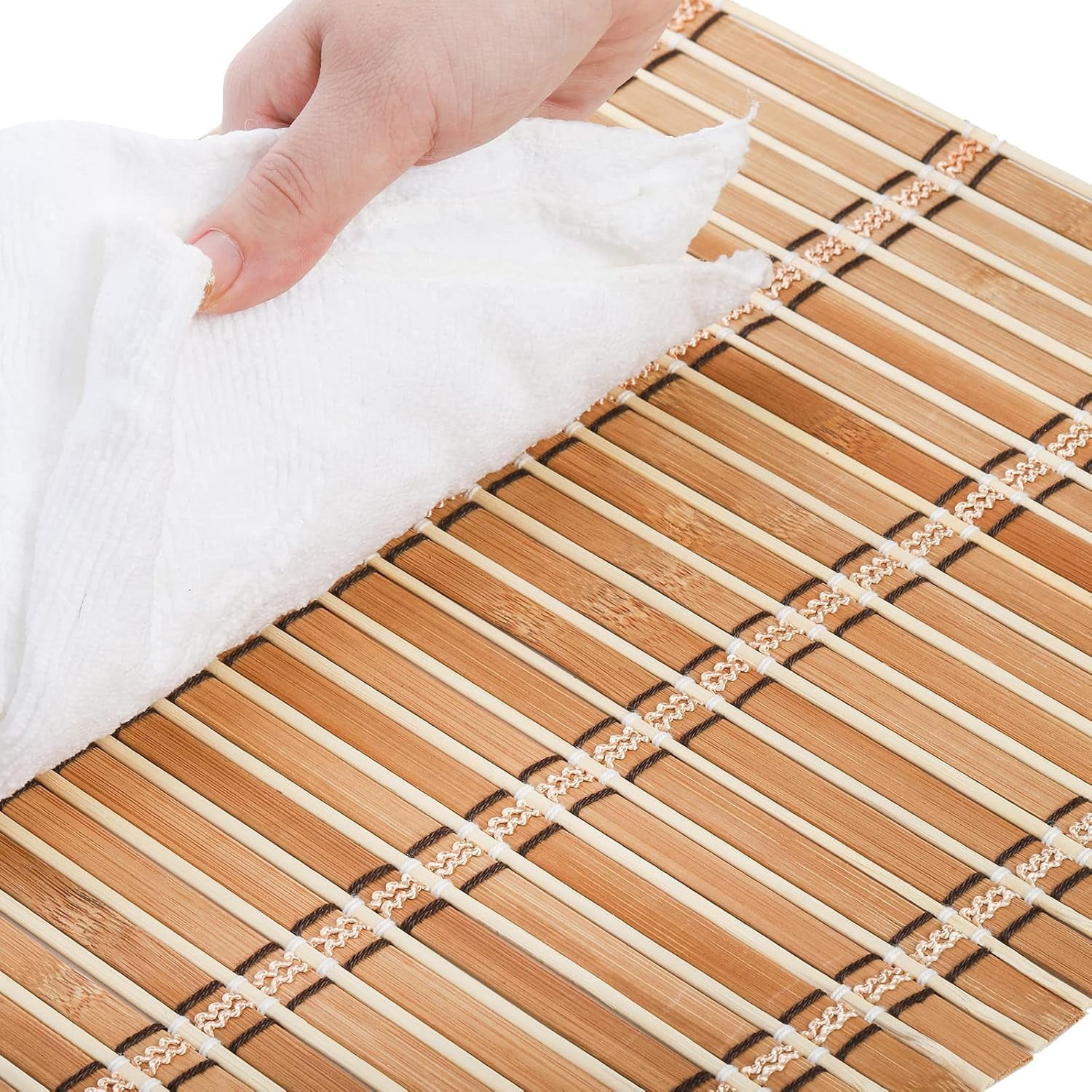 Natural Bamboo Placemat -6 Pack- Set of Wooden Square Placemats, Suitable for Non-Slip and Resistant Bamboo Table Placemats in Restaurants and Kitchen