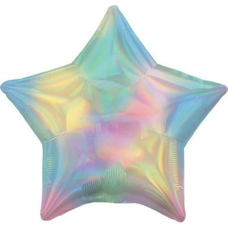 19 in. Iridescent Pastel Rainbow Star Foil Balloon