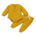 thumbnail image 1 of Baby Girls Solid Color Romper and Elastic Waist Pants Clothes Set, 1 of 8