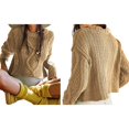 thumbnail image 2 of Women'S Oversized Fall Sweaters Casual Long Sleeve Crewneck Chunky Cable Knit Pullover Tops Winter Clothes Khaki S, 2 of 8