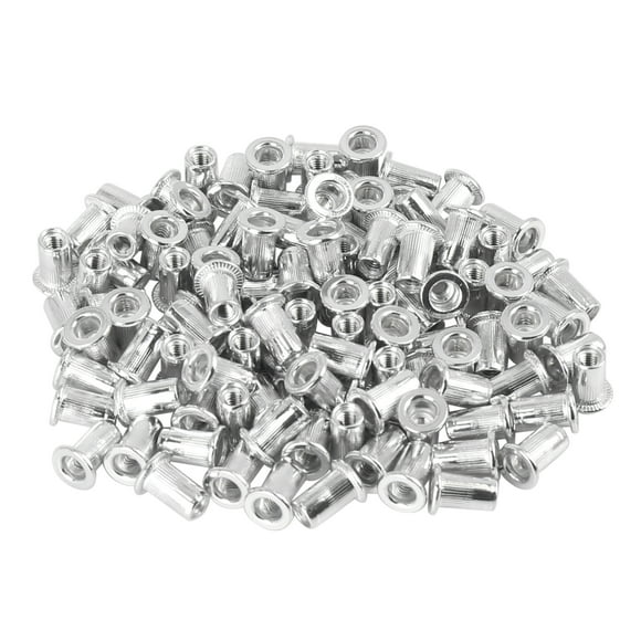 110 Pcs M3 Silver Tone Aluminum Alloy Car Auto Flat Head Rivet Nut Threaded Insert
