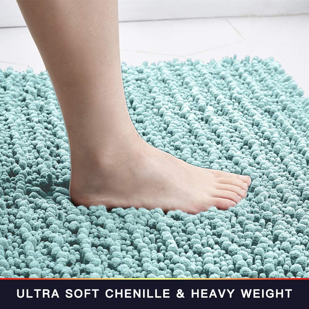 Secura Housewares Soft Microfiber Bathroom Rugs, 47 x 28 Inches Non Slip  Bath Mat for Door, Bathroom & Bedroom with Water Absorbent, Machine Washable  (Blue) - The Secura