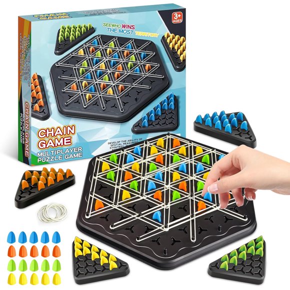 Chain Triangle Chess, Wavelength Board Game, Triggle Rubber Band Game for Kids & Adults, Multiplayer Family Night Board