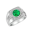 thumbnail image 3 of RYLOS Mens Rings Sterling Silver Designer Round Gemstone &  Sparkling Diamond Ring Emerald May Birthstone Rings For Men, Men's Rings, Silver Rings, Sizes 8 - 13, 3 of 7