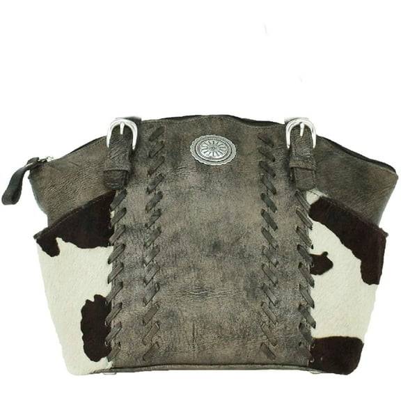 American West Cowtown Hair-On Hide Zip-Top Tote Handcrafted Leather