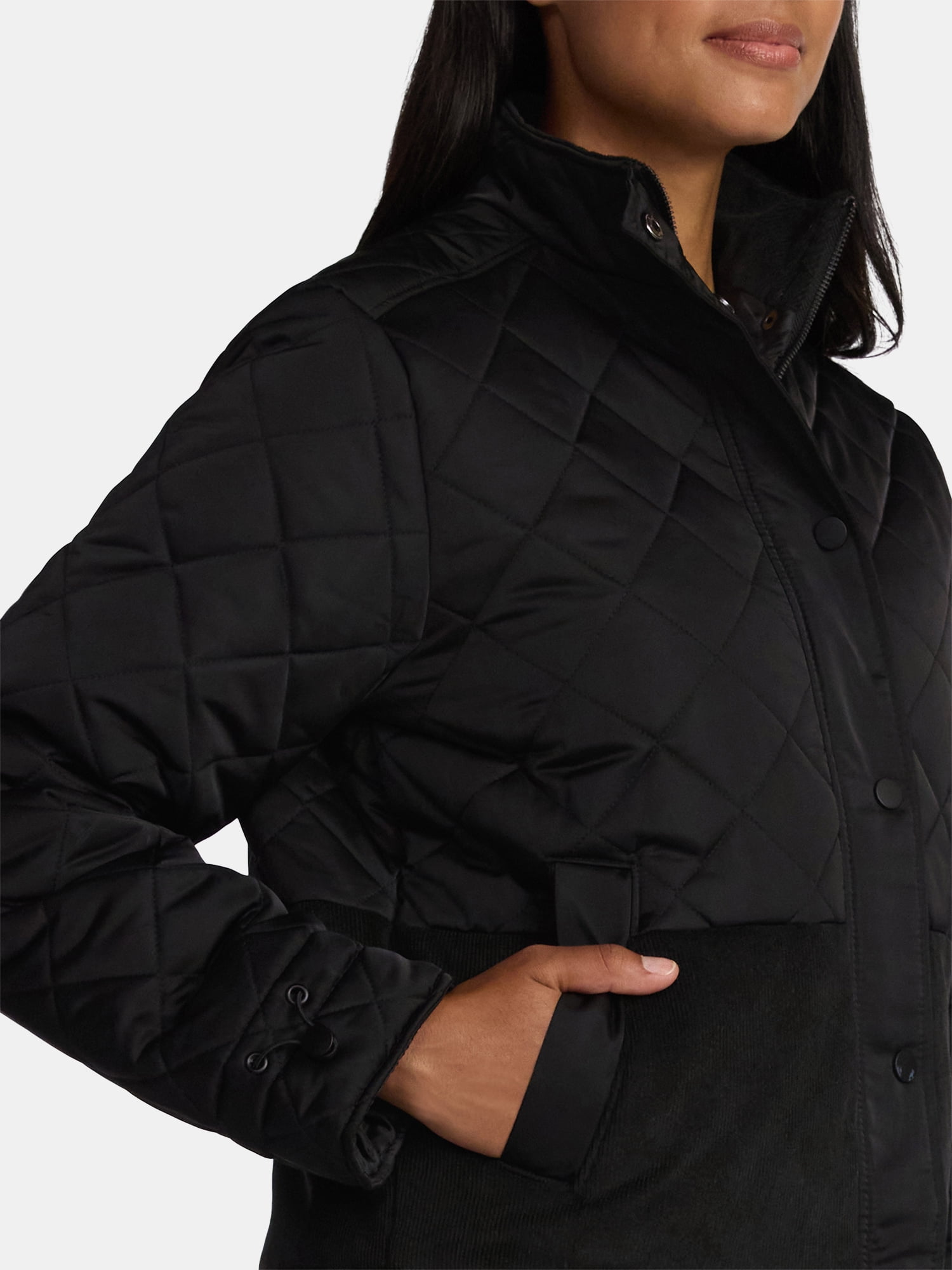 Time and Tru Women's and Women’s Plus Mixed Media Puffer Jacket, Sizes XS-2X