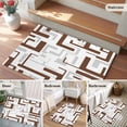 thumbnail image 6 of Brown Geometric Stripes Washable Small Entryway Area Rugs 2'x3', Modern Abstract Lines Maze Low Pile Throw Rug Non-Slip Sturdy Edge Binding Carpet for Front Door Floor Room Entry, 6 of 9