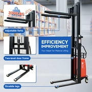 Handle Semi-Electric Pallet Stacker Load 3300lbs 98 Lift Height Forklift Adjust