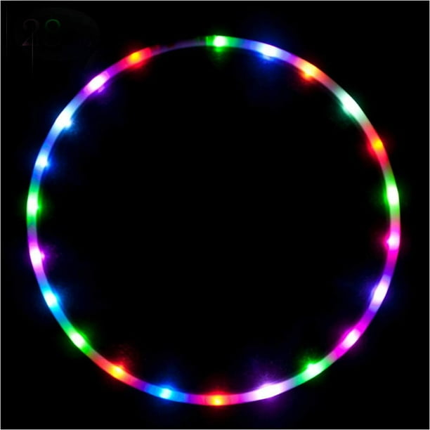 Aro LED de 36 pulgadas, Willway, 28 colores estroboscópicos y cambiantes, aros de baile LED para niños y adultos, plegable Xemadio LRWJ313-2