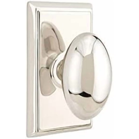 Emtek Privacy Set, Rectangular Rosette, Egg Knob, Polished Nickel