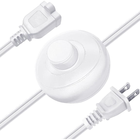[ETL Listed] 6FT White Extension Cord W/Foot ,2 Prong 18AWG