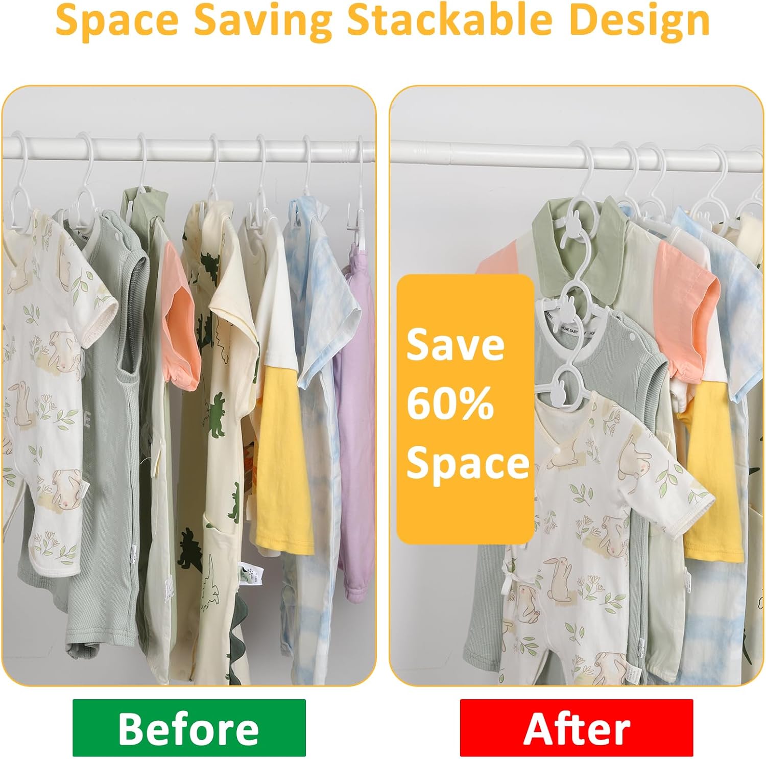 Hangers, Adjustable Non-Slip Plastic Hangers, Space Saving (White)