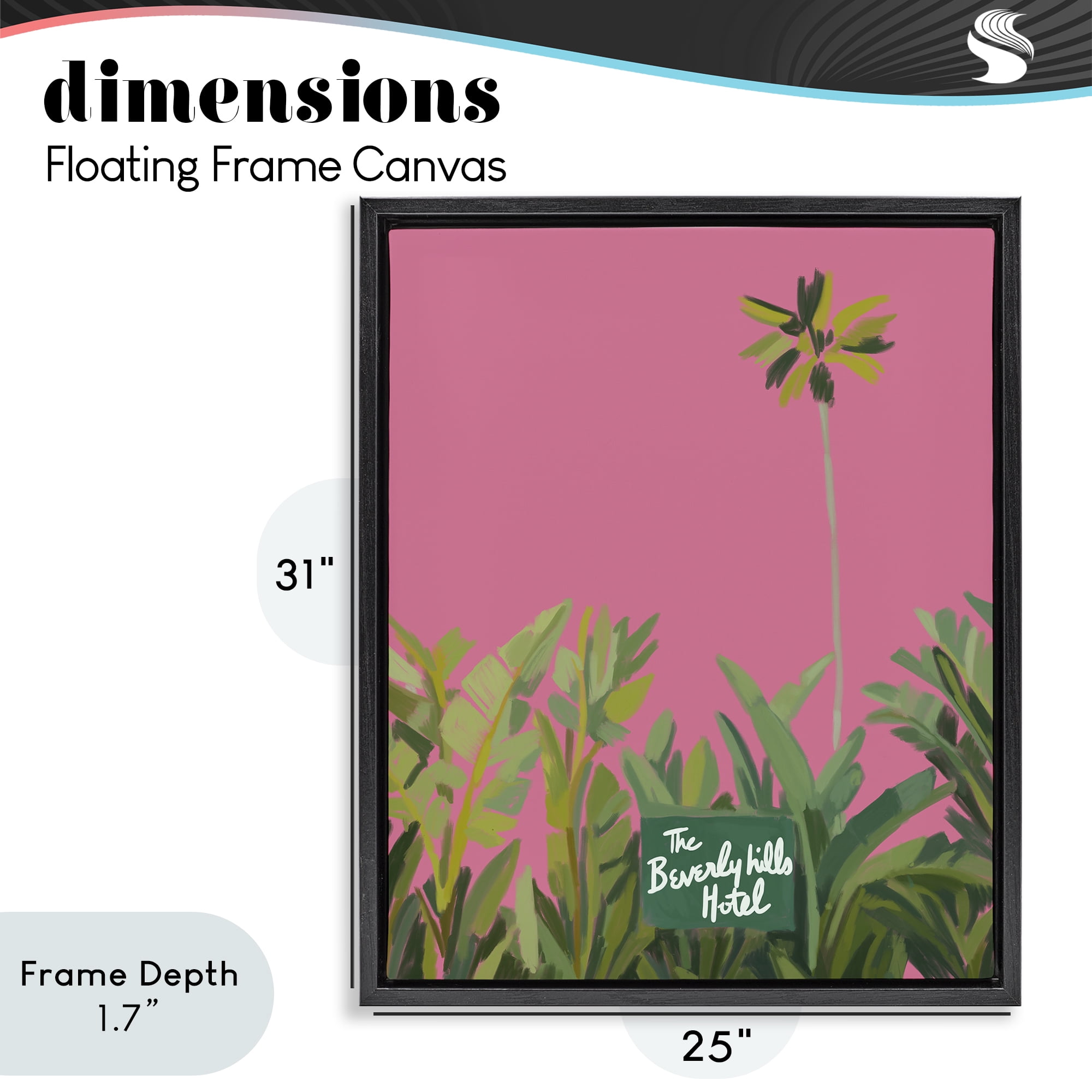 Stupell Industries Beverly Hills Pink & Green Black Framed Floater Canvas Wall Art, design by Amelia Noyes