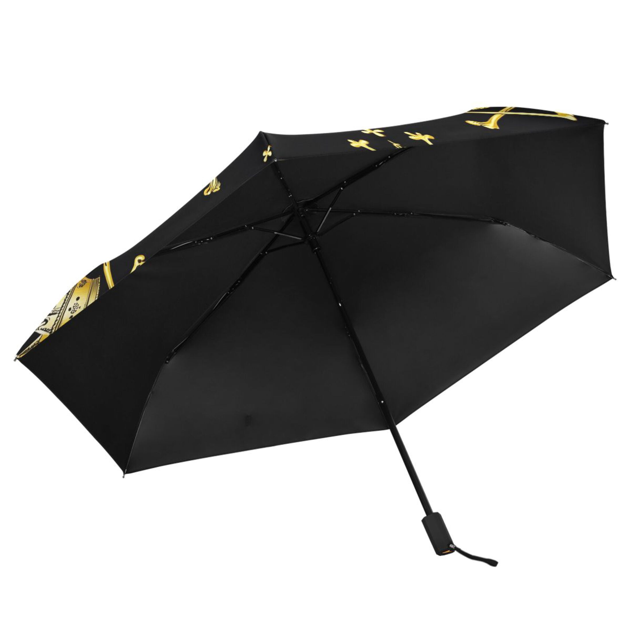 ALAZA Gold Skull UPF 50+ Compact Folding Umbrella for Rain Travel Umbrella Packable