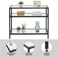 thumbnail image 5 of Alden Design  3-layer Modern Tempered Glass Console Table with Shelves for Living Room, Black, 5 of 8