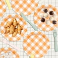 thumbnail image 7 of ACDANC Fall Harvest Paper Plates,Gingham Dessert Plates,9" Cake Salad Fruit Paper Plates,Disposable Autumn Theme Dinning Plates,Orange White Plaid Tableware,Thanksgiving Party Supplies,Bbq Picnic, 7 of 7