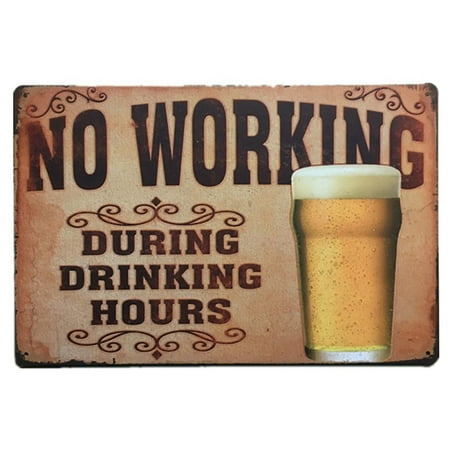 Warning No Working Funny Tin Sign Bar Pub Garage Diner Cafe Home Wall Decor Home Decor Art Poster Retro