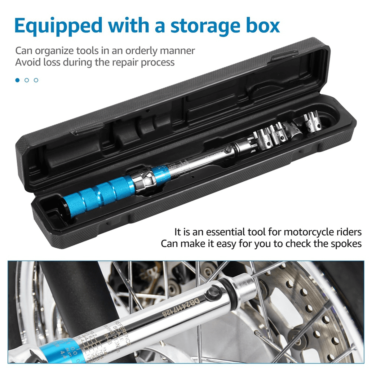 Spoke Torque Wrench, 2-10 NM Wrench Set, Steel Wheel Spanner with Storage Box, 5.0-6.8mm