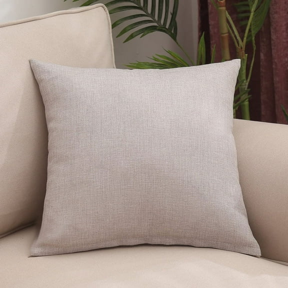 Dtwnek 18x18 Inch Linen Throw Pillow Cover, 1 Pc Decorative Square Pillowcases Cushion Covers, Silver Gray