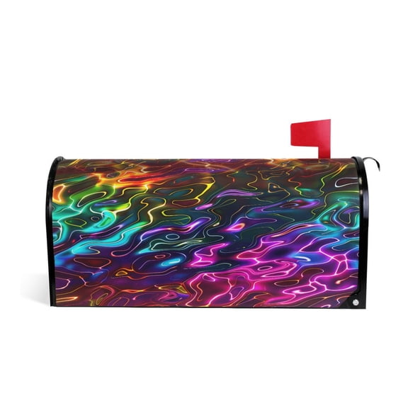 Mailbox Covers Magnetic Large Size Post Box Cover Wrap Outside Waterproof Home Yard Garden Decor Neon Ripples 25.5x21
