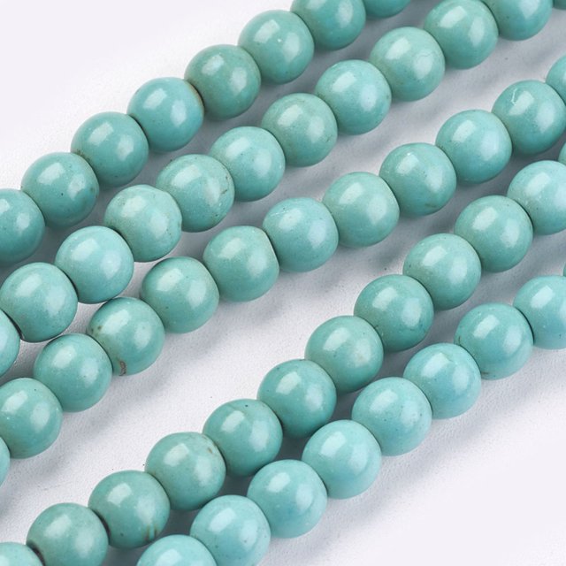 1 Strand Dyed Light Sea Green Round Synthetic Turquoise Beads Strands 6mm Hole: 1.2mm about 67pcs/strand 15.75 inch
