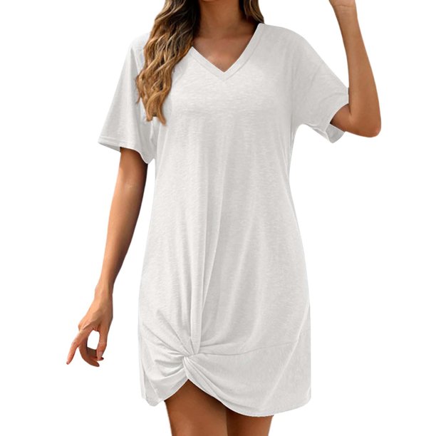 Mini vestido sin espalda con cuello en V para mujer - Vestido informal de verano para la playa - Conjunto de fiesta de manga corta - S-XXL