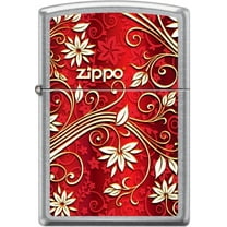 Pro-Cut ZIP-207CI402277 2024 Zippo Custom Red with Gold Floral Street Chrome Lighter