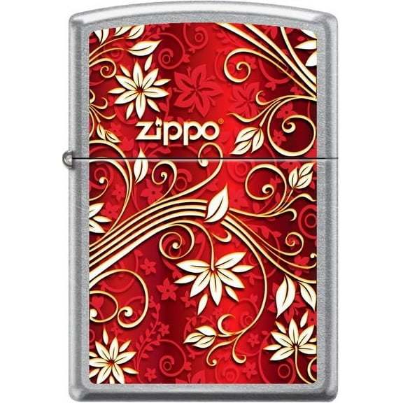 Pro-Cut ZIP-207CI402277 2024 Zippo Custom Red with Gold Floral Street Chrome Lighter
