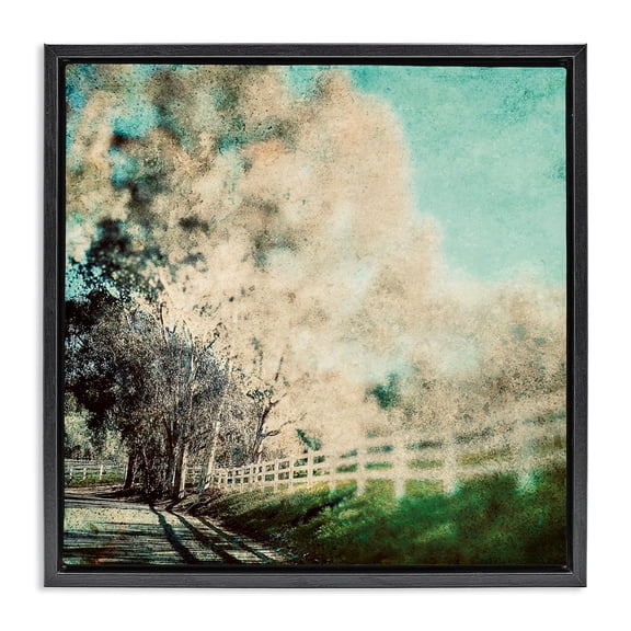 Stupell Industries Farmhouse Country Road Home Stippled Black Floating Frame Canvas Art, 18 x 18, by Marina Drasnin
