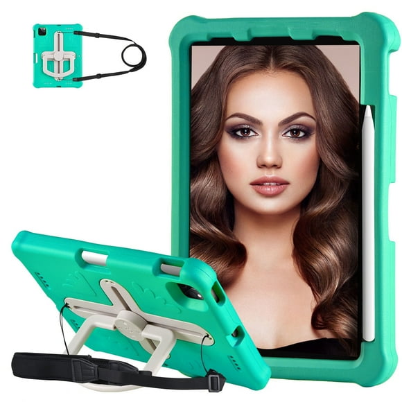XYX Kids Case for iPad Air 11 inch (2025 M3/2024 M2) Case with Shoulder Strap, Shockproof Handle Kickstand, Mini Green