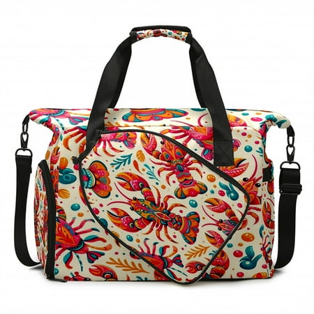 Large Gym Bag with Shoe Compartment Water-Resistant Duffle Bag for Men and Women Multicolor Lobster Seafood Sports Tote for Workout Travel