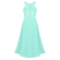 thumbnail image 3 of Sxiwei Kids Girls Lace Long Dress Halter Neck Evening Pageant Wedding Bridesmaid Dress Prom Gown Mint Green 10, 3 of 6