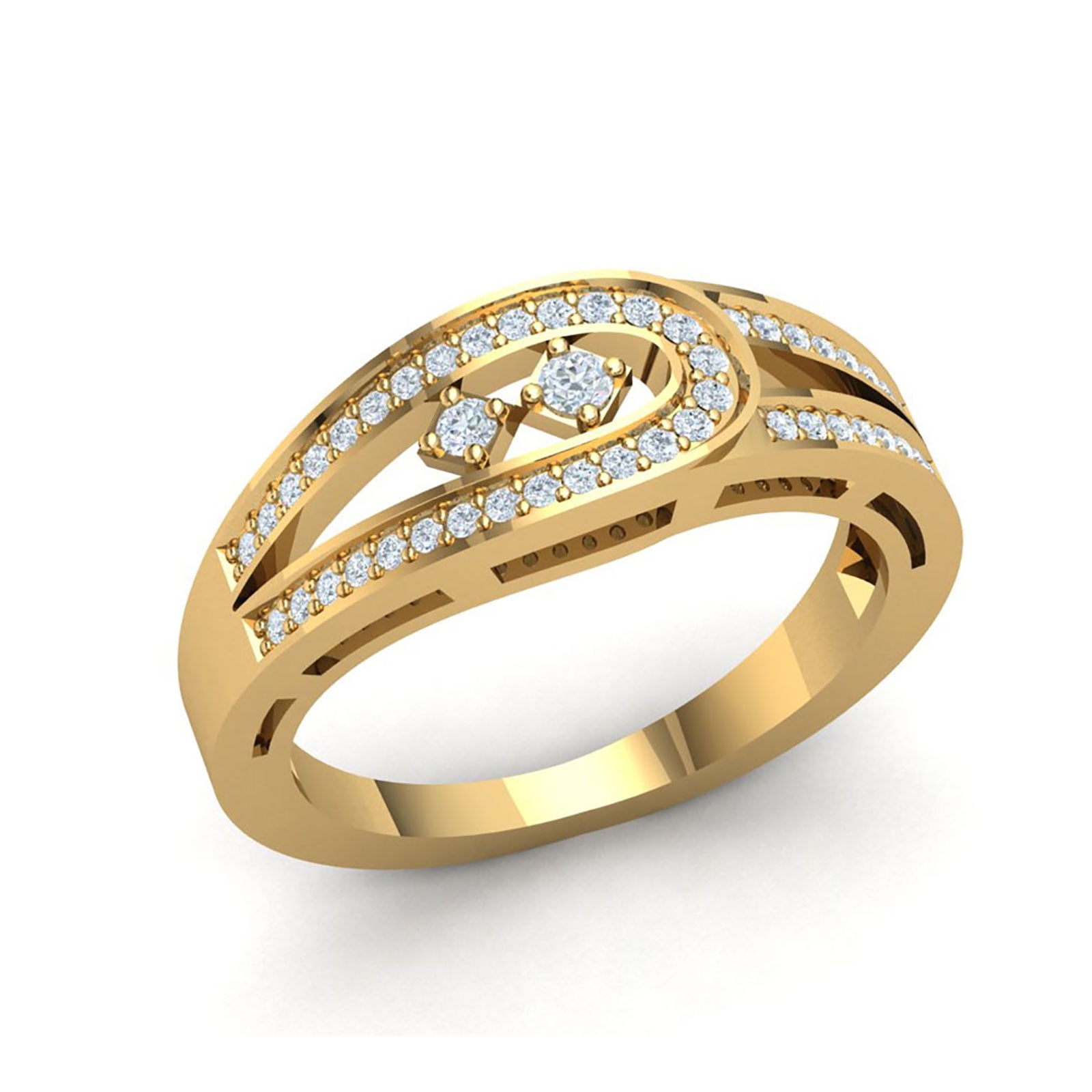 10k Solid Yellow Gold 4 mm Men's Wedding Band Ring Round Cut Diamond 0.3 CT 