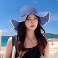 thumbnail image 5 of 54-58 cm circunferencia del sombrero femenino verano al aire libre playa grandes aleros protector solar sombrero de paja cinta de lunares plegable, 5 of 5