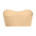 thumbnail image 4 of WTOBBY Women's Wireless Front Closure Strapless Bra with Push-Up Design, Bandeau Style for Comfort, Seamless Look under Clothing, Ideal for Off-Shoulder Tops,Beige 32, 4 of 5