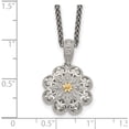 thumbnail image 3 of 14K/Silver Two-Tone Sterling Silver With 14K Diamond Vintage Necklace (18 X 16) Made In Thailand qtc519, 3 of 5