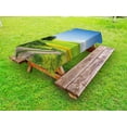 thumbnail image 1 of Nature Outdoor Tablecloth, Rural Country Scenery with Floral Grass Field Tree Idyllic Landscape, Decorative Washable Fabric Picnic Tablecloth, 58 X 120 Inches, Apple Green Pale Blue, by Ambesonne, 1 of 2