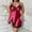 Red, variant on Women Satin Lace Chemise Lingerie Nightgown V Neck Silk Nightdress Adjustable Straps Plus Size Sleepwear