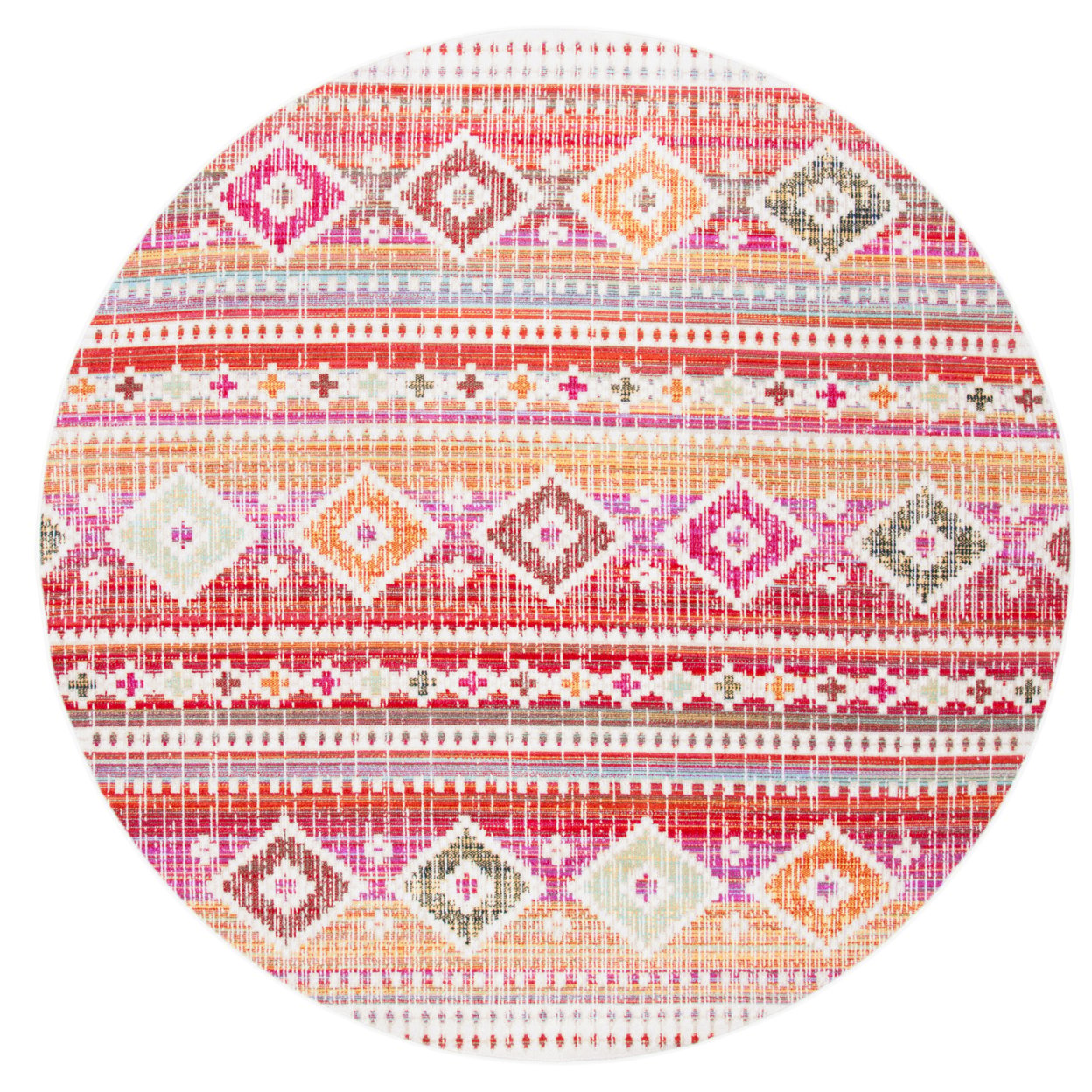 thumbnail image 5 of SAFAVIEH Montage Watson Geometric Indoor/Outdoor Area Rug, Red/Fuchsia, 6'7" x 6'7" Square, 5 of 10