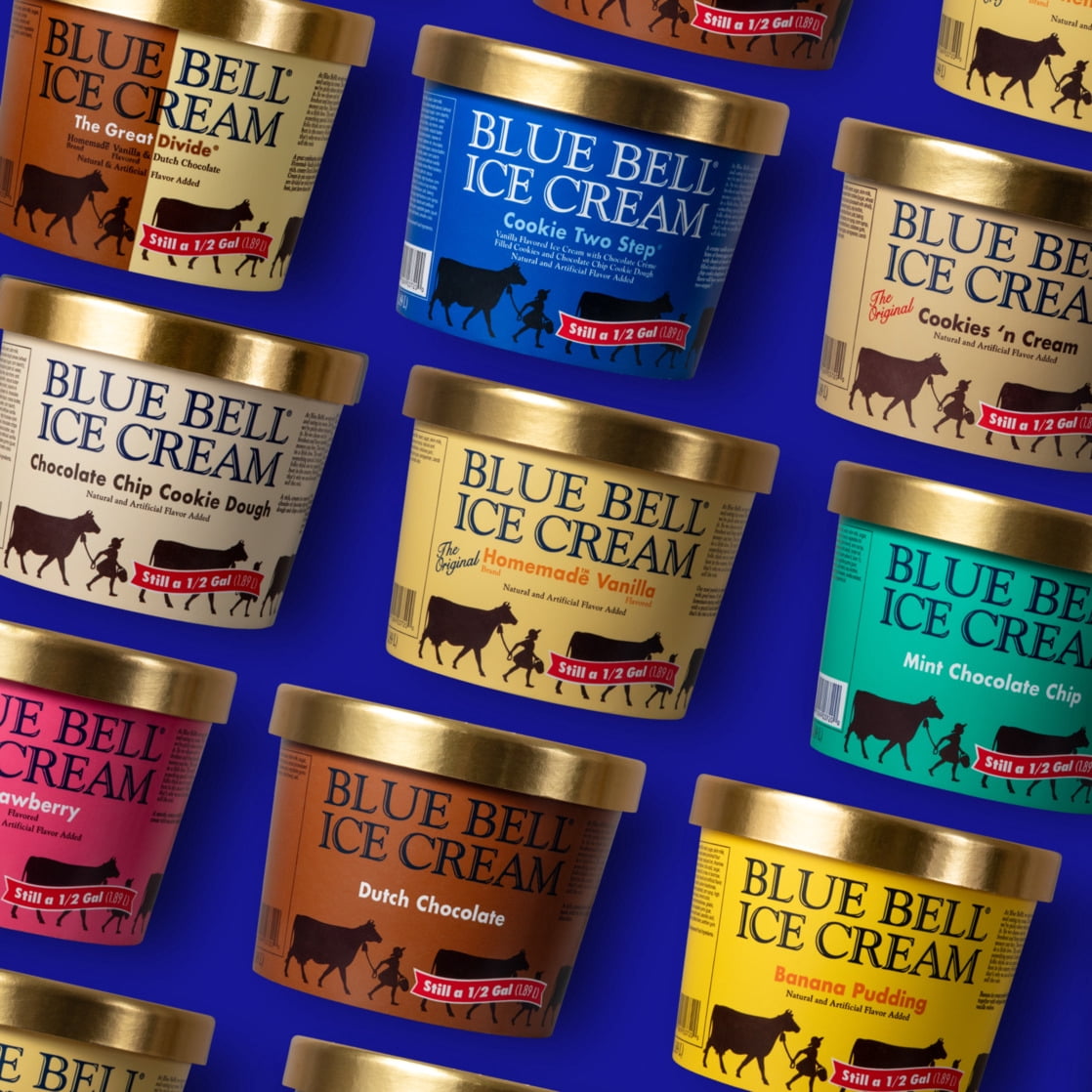 Blue Bell Gold Rim Homemade Vanilla Ice Cream Half Gallon, 64 fl oz