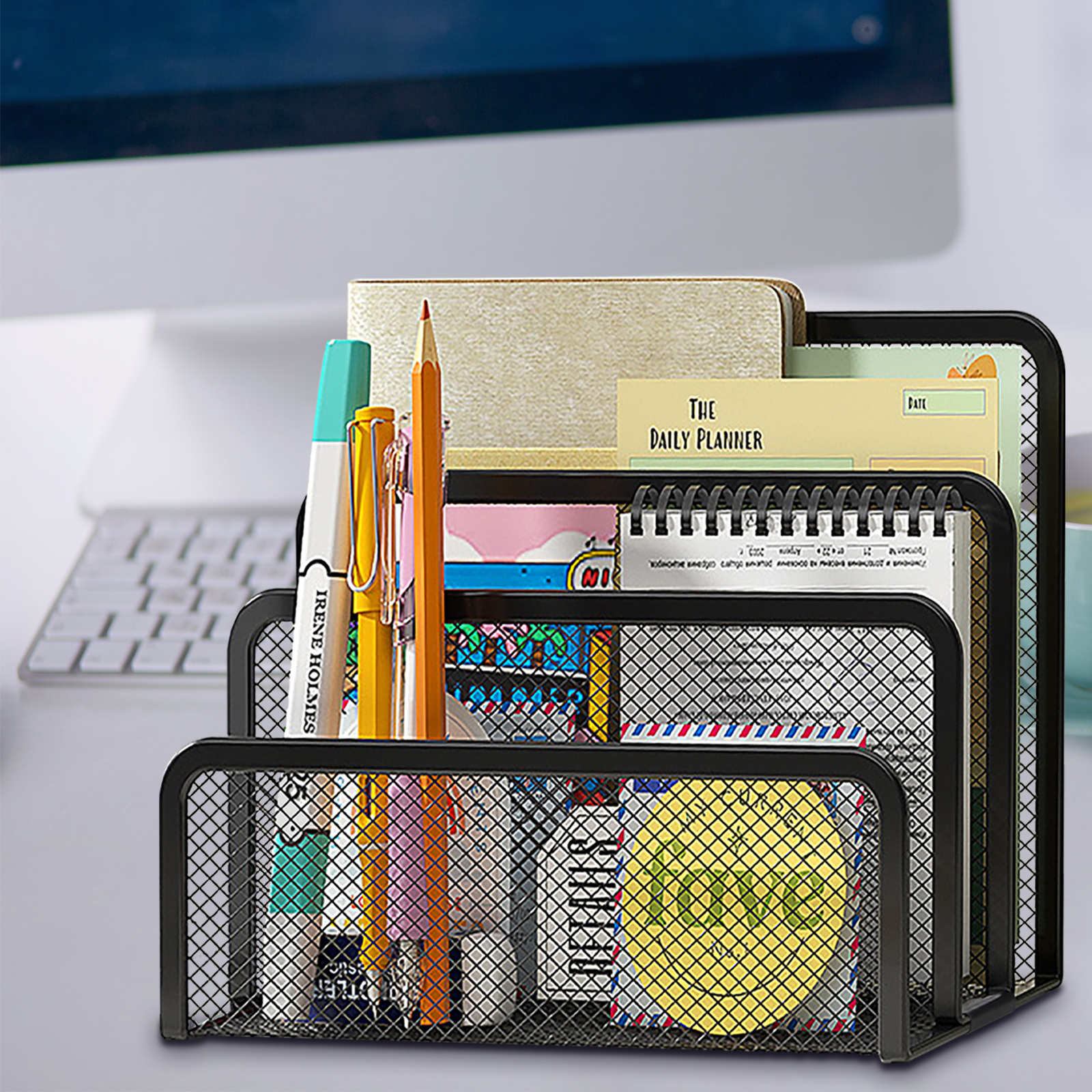 AGCAN 2-Pack Metal Mesh Mail Organizer, Black photo 5