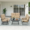 thumbnail image 4 of SUNCROWN 5-Piece Patio Furniture Set Outdoor Metal Conversation Set, Brown, 4 of 10