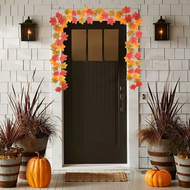 Herunwer Halloween Fake Maple Leaf Vines Autumns Decoration Artificial Green Plant Maple Leaf
