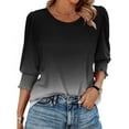 thumbnail image 6 of Charella Women's 2025 Fashion Tops 3/4 Length Puff Sleeve Business Dressy Casual Blouses Summer Tees Shirts (XL, Black), 6 of 8