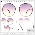 thumbnail image 2 of Womens Oversized Round Metal Rim Fashion Luxury Sunglasses Gold Pink - Purple Yellow, 2 of 8